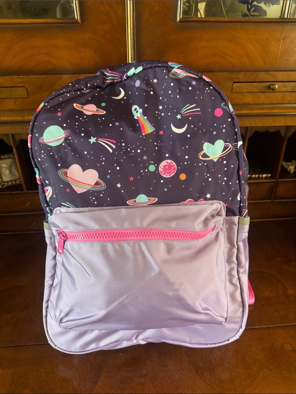 Pottery Barn Kids Astor Large Backpack Rainbow Heart Galaxy - New!